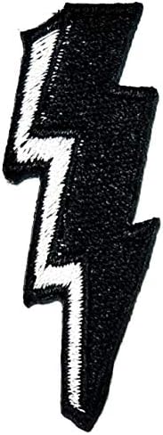 UMama Patch Conjunto de 3 mini raio de raio elétrico parafuso branco símbolo preto símbolo de desenho animado adesivo