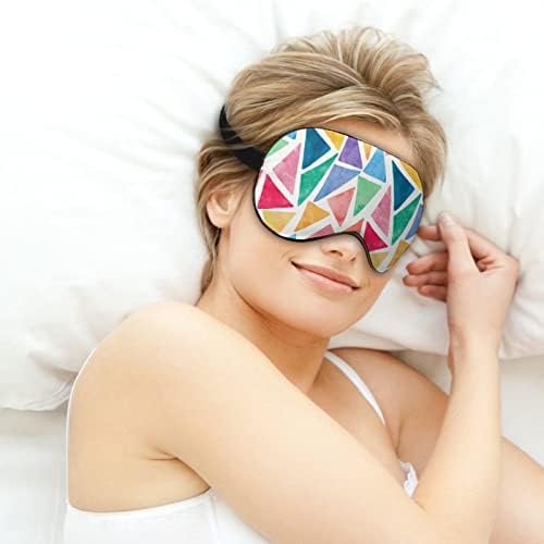 Triângulos vintage coloridos tampa de máscara de olho macio com sombra eficazes conforto máscara de sono com cinta