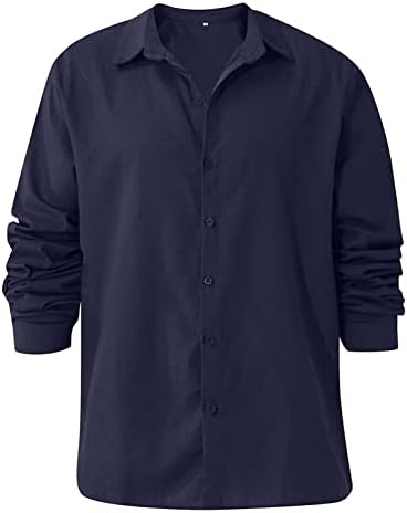 Camisas de linho de algodão de manga comprida masculinas