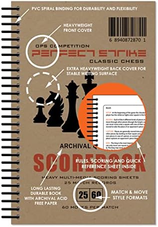 Perfect Strike Chess Scorebook com regras e instruções de pontuação. Pontuação de serviço pesado