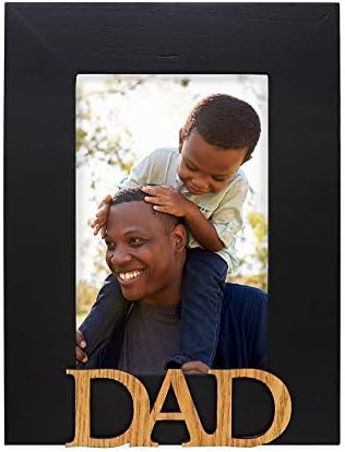Isaac Jacobs Black Wood Sentimes Dad Picture Frame, 4x6 polegadas, presente de foto para pai,