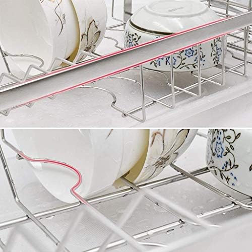 SDGH Rack de prato de aço inoxidável - pratos de armazenamento de bancada de cozinha rack de drenagem 55x26.5x19.7cm