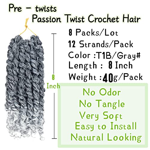 8 pacotes de paixão cabelos de torção de 8 polegadas de paixão pré-torção Torção de crochê Cabetes