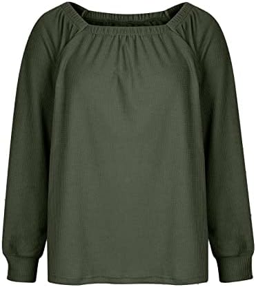 Suéteres femininos de cor quadrada sólida pescoço casual suéter de malha no topo de uma palavra suéter casual suéter superior primavera