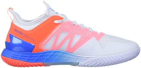 Adidas Adizero Ubersonic 4 Sapatos de aquecimento masculino tamanho 11.5, cor: branco/azul/laranja