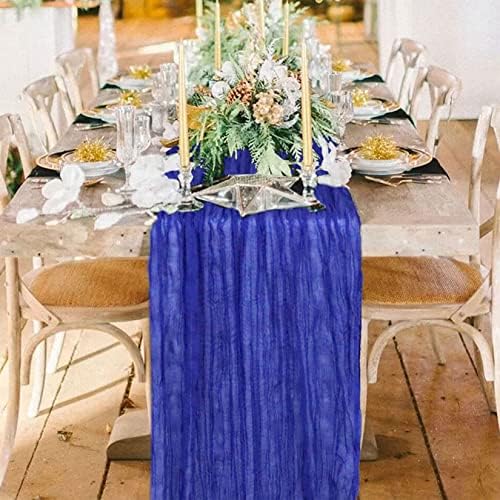 Mesa Borgonha Runner Cheesecloth Galze Tabel Runner de 10 pés de mesa rústica boho tabela de mesa marrom