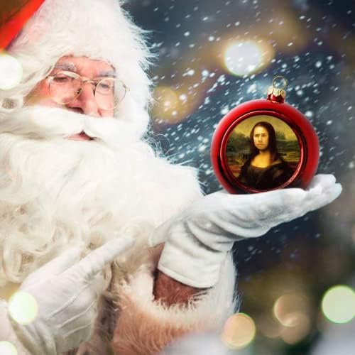 Nicolas Cage como Mona Lisa pintando ornamentos de bola de Natal engraçados