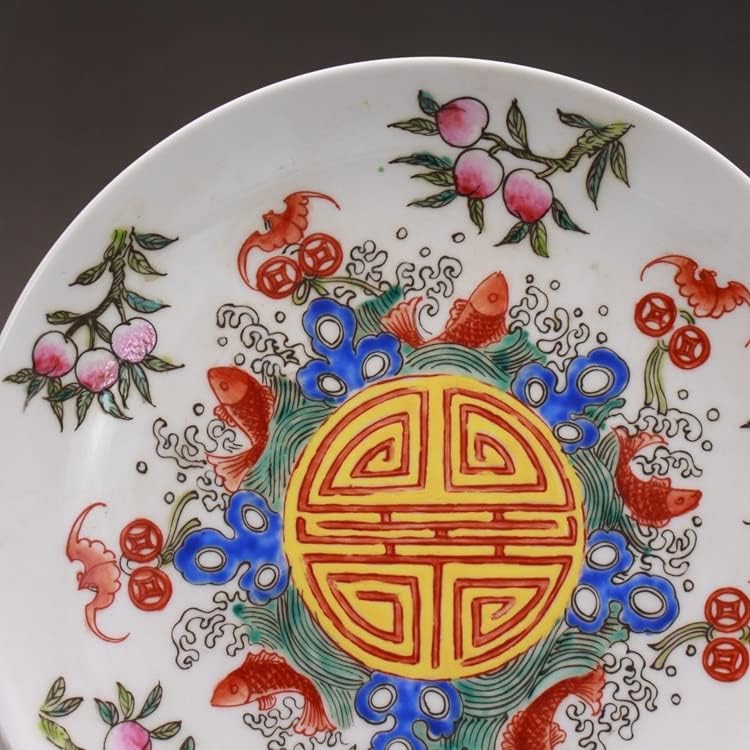 Czdyuf pintada à mão Pastel Auspicicous Decoração de placas de placa artesanal Coleção de porcelana antiga