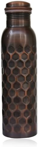 Hygge Copper Water Bottle 34oz - Provo de vazamentos - garrafa de cobre ayurvédica, vaso de cobre ayurvédico perfeito para esportes, fitness, ioga - benefícios naturais para a saúde - antiguidade martelada