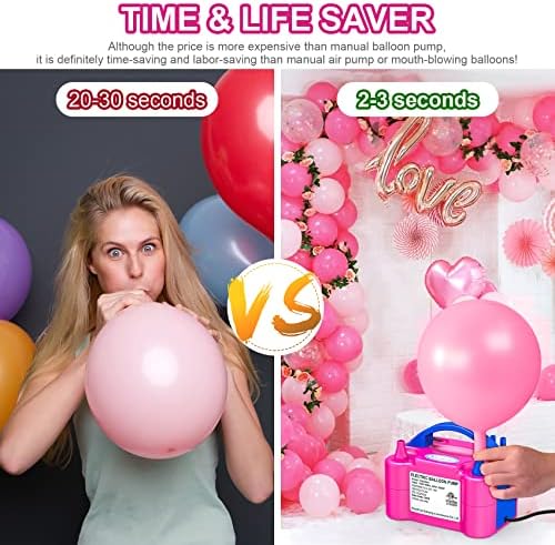 Kusamue Metal Round Balloon Arch Stand Kit com bomba de balão elétrico rosa, para festa de aniversário
