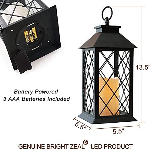 Bright Zeal 2 -Pack 13,5 Lanterna de vela vintage com vela de pilar LED - IP44 Lanterna de vela
