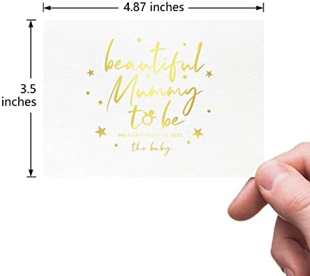 Magjuche Beautiful Mummy To Be Card, Cartão de chá de bebê de gravidez de papel alumínio dourado