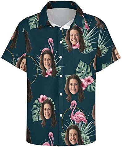 Camisa havaiana personalizada para homens camisa havaiana engraçada com rosto de botão engraçado personalizado