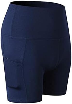 Miashui cortou shorts de ioga shorts femininos altos bolsos de ioga shorts abdômen Treinamento de controle
