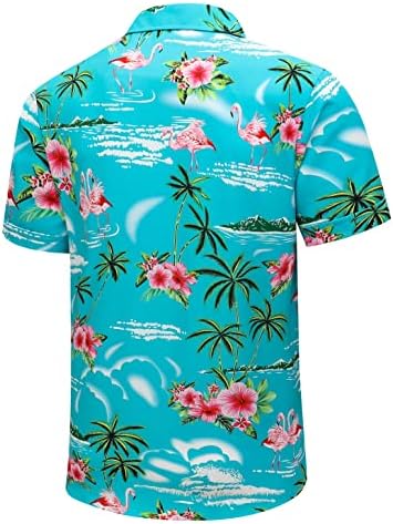 Camisa Havaiana de Simmashah Mens, Mangas Curtas Button Down Roupas de praia, UNISSISEX SMUMEL Flamingos