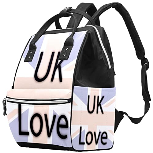 Reino Unido Love The Great British Flag Falaper Sags Backpack Mummy Backpack de grande capacidade