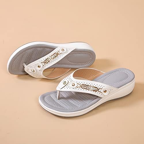 Flippers para mulheres, sandálias de praia femininas chinelos com suporte de arco Sandália de verão de cunha interior