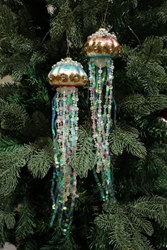 2 pacote de vidro água -viva enfeites de Natal para decorações de árvores de natal, ornamentos de