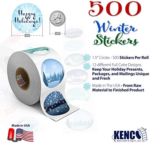Adesivos de Natal de férias de inverno, focas circulares de 1,5 , 500 rótulos para embalagens, presentes