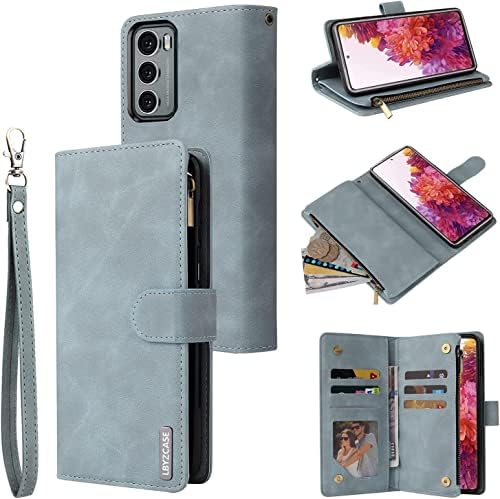 LbyzCase para Samsung Galaxy S21 Fe 5G Case com porta -cartas, Luxo durável Luxo Follo Flip Flip Zipper