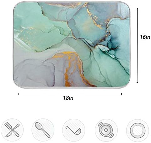 Zzwwr 3d belo mable stone impressão absorvente prato de secagem microfibra decoração de cozinha de bancada protetor