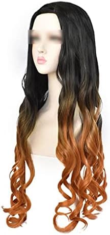 umidade feminina gradiente marrom comprimento médio cacheado cabelos perucas