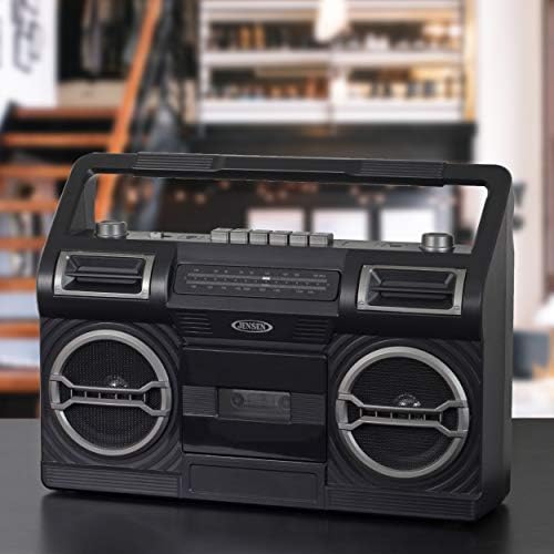Jensen MCR-500 Rádio AM/FM portátil com cassete/gravador e alto-falante embutido
