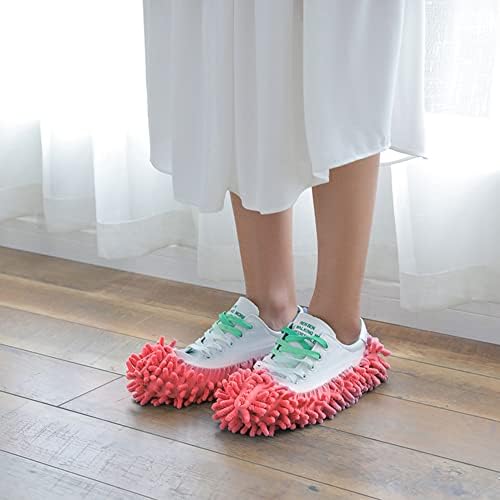 Sapatos de chinelos de esfregaços, 2Pairs Microfiber Cleaning House Flippers Slippers Soft lavável