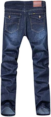 Andongnywell Men Jeans reta de jeans retos calças finas finas de jeans de jeans com bolso