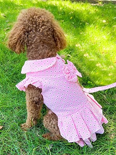Qwinee 2pcs cães cães e colarinho de colméia de cor margarida vestidos de cachorro plissado com anel d