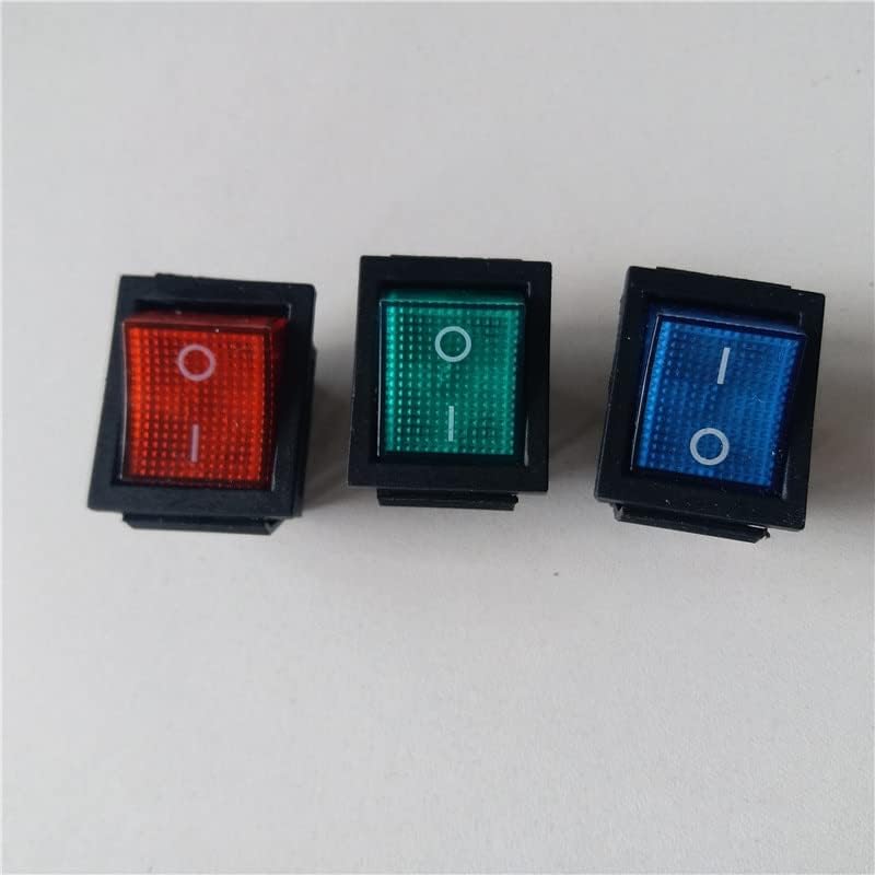 12pcs Rocker Switch 250V 16A Pole Rocker Switch 6 Pin 2 arquivos KCD4-202 On-off Red/Green Illuminated