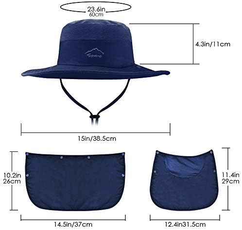 Chapéus de pesca com boné solar Brote Sun, UPF 50+ larga largura de proteção ao ar livre, chapéu de sol com rosto de aba de rosto e pescoço para homens e mulheres