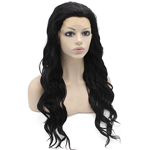 MXANGEL Long Wavy Celebrity Lace Front peruca meia mão amarrada fibra resistente ao calor peruca de cabelo sintético