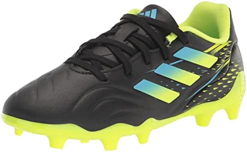 Adidas Copa Sense.3 Sapato de futebol terrestre firme, preto/ciano brilhante/equipe solar amarelo,
