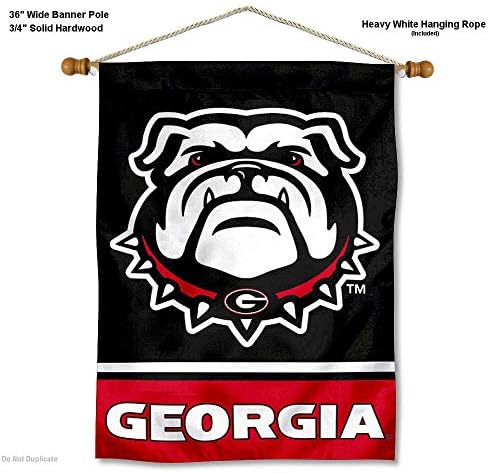Georgia Bulldogs Bandeira da casa de 2 lados e conjunto de bandeiras de madeira