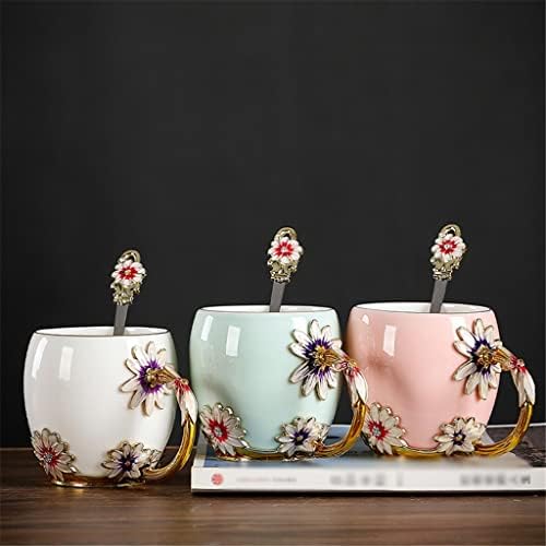 Zhuhw estilo europeu esmalte menina coração de água xícara de chá xícara de chá de cerâmica xícara de escritório