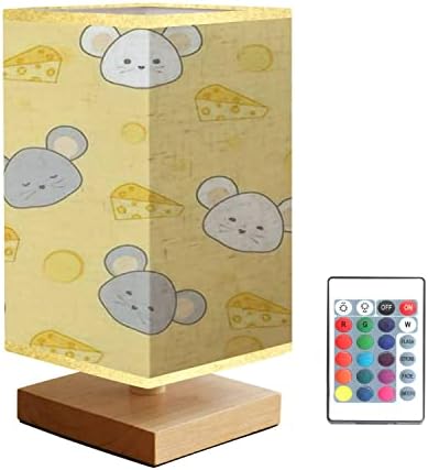 Lâmpada de mesa quadrada de cabeceira de cabeceira e queijo mouses sem costura estilo de desenho animado