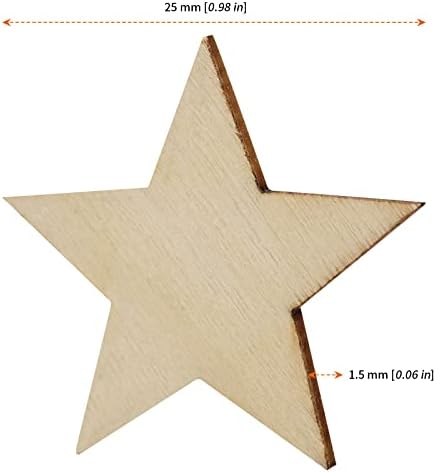 Hozeon 500 peças 1 polegada de madeira estrelas, estrelas de madeira inacabadas, recortes de estrela de madeira