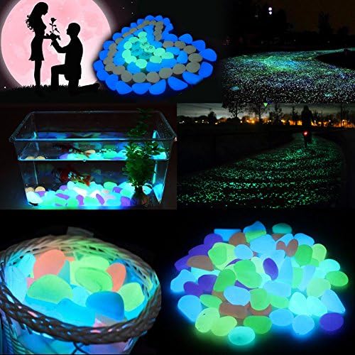 Paralelepípedos luminosos, 20pcs brilho colorido nas pedras decorativas de aquário escuro para aquário Paisagismo