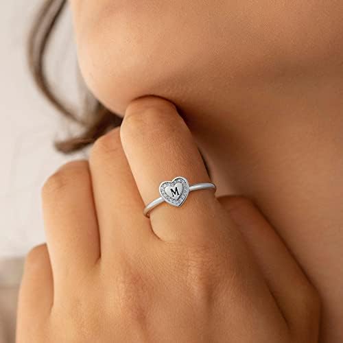 Anéis iniciais do coração para garotas adolescentes, anéis de manchas de ouro anéis empilháveis ​​para