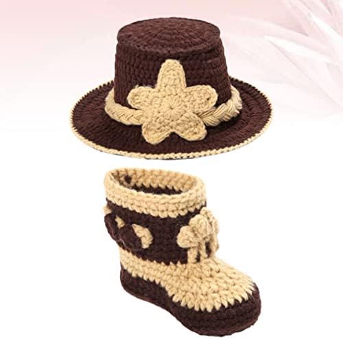 Galpada Baby Roupos 2pcs em 1 conjunto de bebês chapéu infantil Caps de cowboy e botas de malhas de