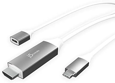 J5create USB tipo C a 4K@60Hz HDMI Cabo de carregamento de 6 pés com PD 100W, compatível com Thunderbolt