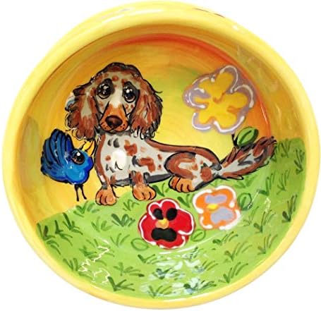 Dog Bowl, Dachshund Dog Bowl de 8 para comida ou água. Personalizada sem acusação. Assinado pelo artista,