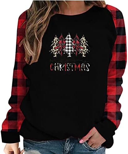 Tops de Natal para mulheres Rainbow Xmas árvore moletom gráfico de manga longa Baseball T-shirt Camisetas
