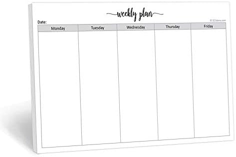 321DONE Planejamento semanal Paisagem no bloco de notas - 50 folhas - Horizontal Weekly Days of Week Paper Note