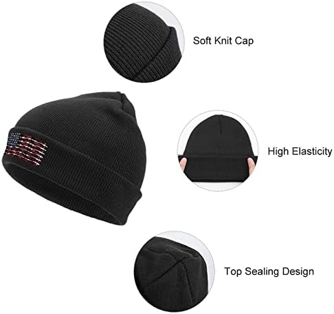 Armas de bandeira americana Caps Caps de chapéu de gorro macio e quente Caps de crânio para homens mulheres adolescentes