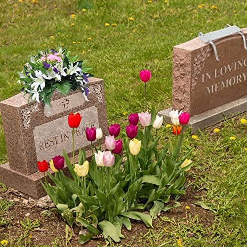 3 conjuntos de flores de lápides de lápide de lápide de 12 polegadas Cemitério de alumínio de alumínio Hapledsto