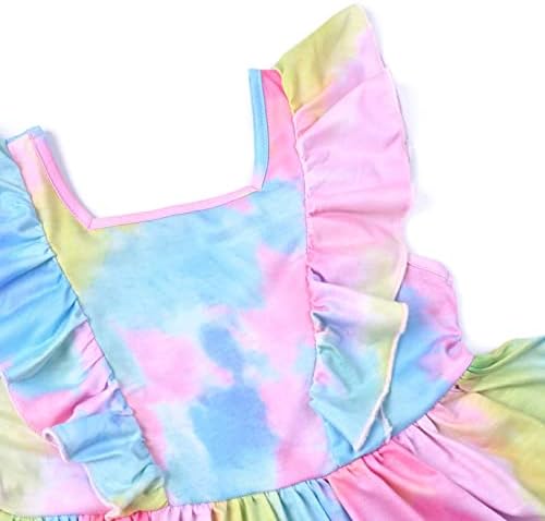 Jxstar Girls Ruffle Sleeve Dress Summer Sun Dresses A-Line Midi Roupas
