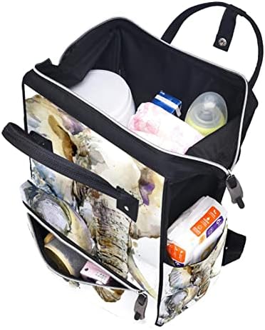 Backpack de fraldas brancas de elefante Backpack Baby Nappy trocando sacolas multi -função bolsa
