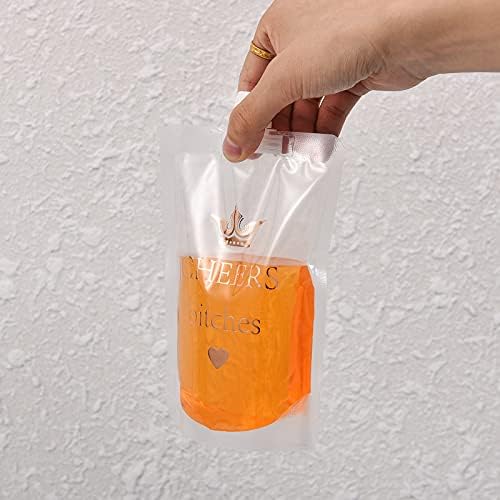 20 PCs 17 onças de plástico Bachelorette Droces bolsas com aplausos de palha para bolsas de bebida reutilizáveis